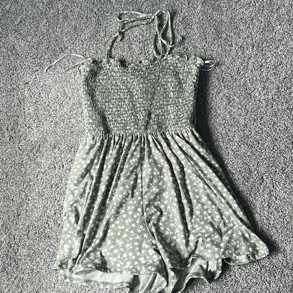 Urban Outfitters, green floral halter romper size small